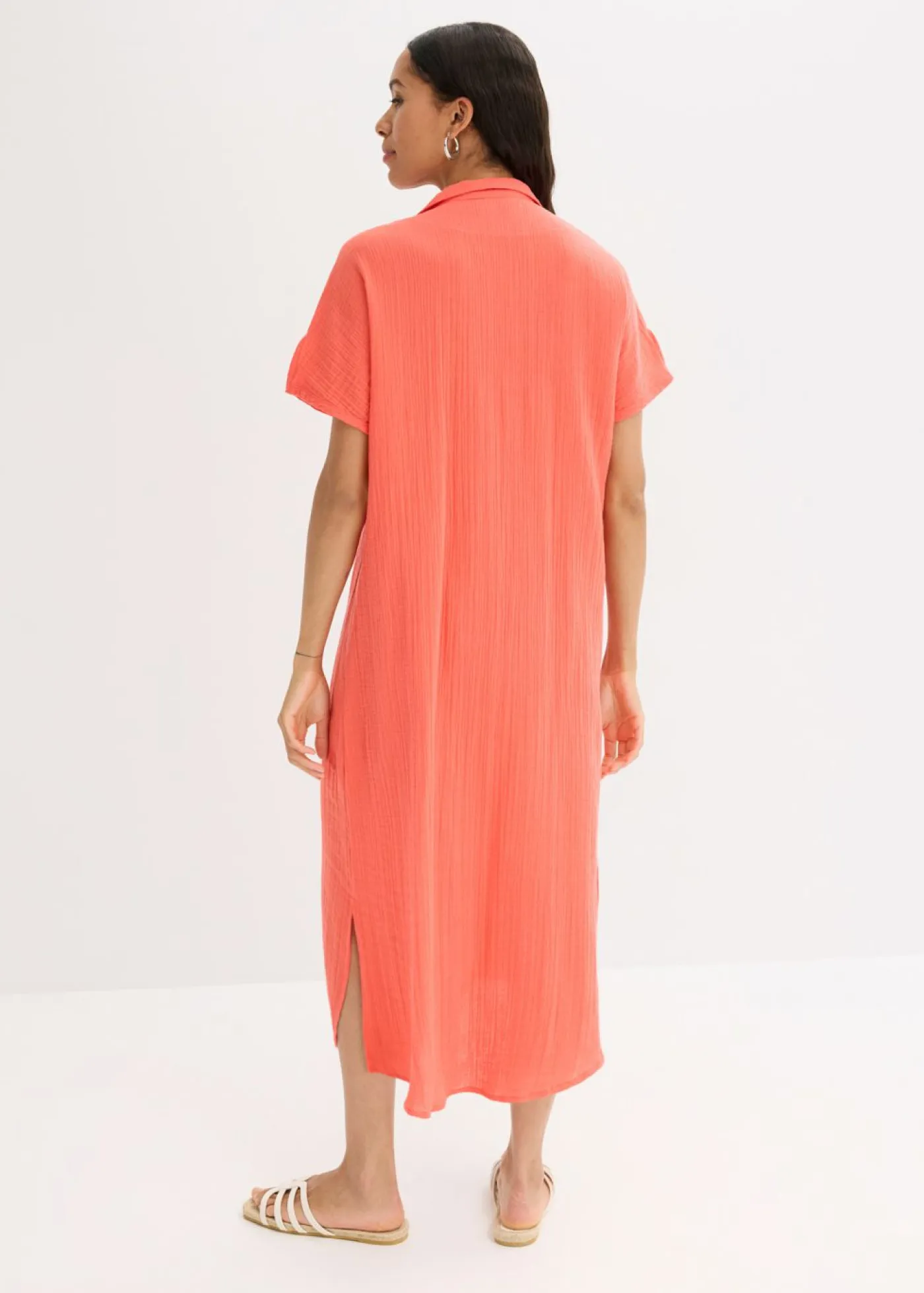 bonprix bonprix Vestidos>Vestido tipo caftán de muselina suave Salmón claro