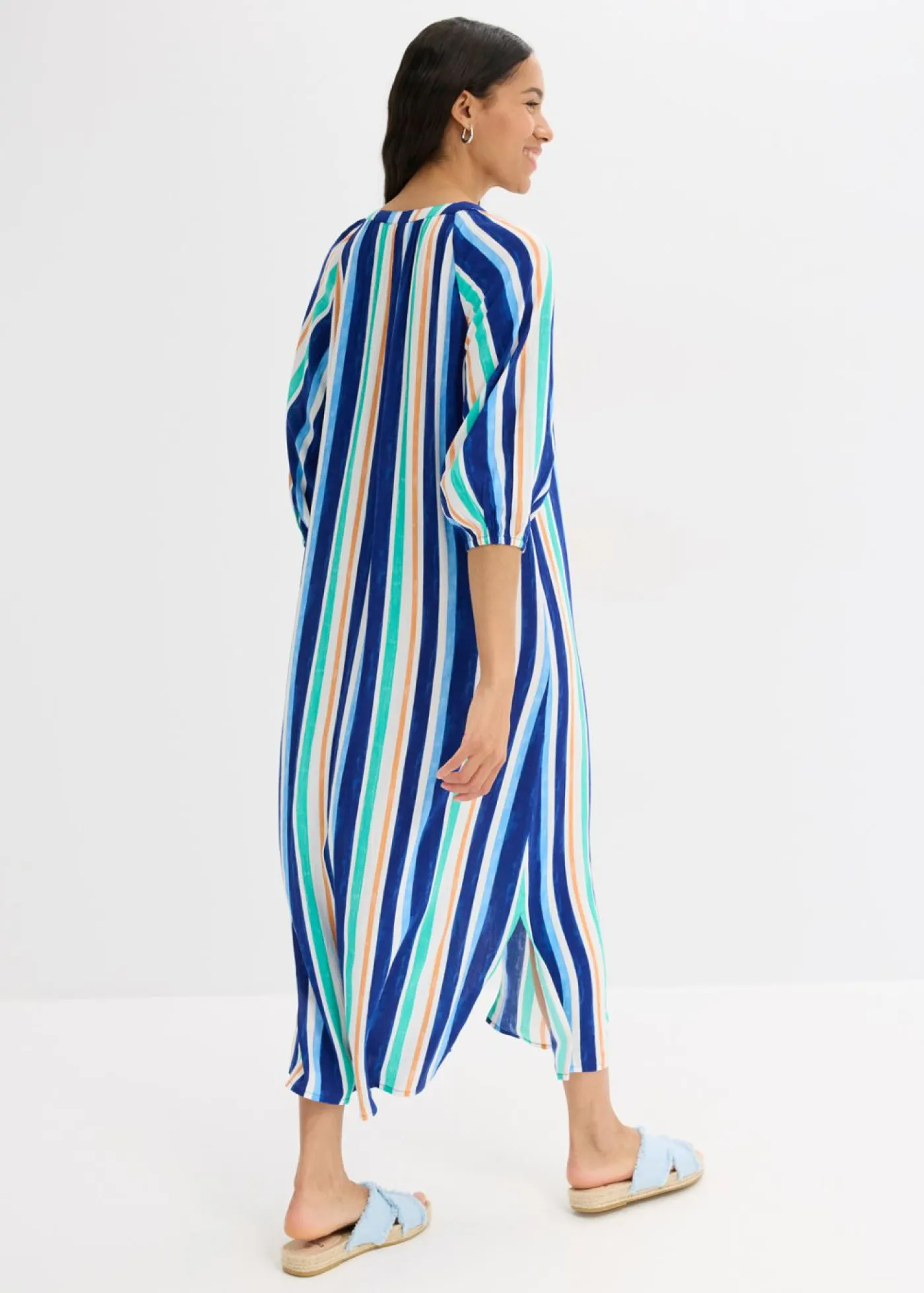 Mujer bonprix bonprix Vestido tipo caftán de viscosa estructurada de rayas