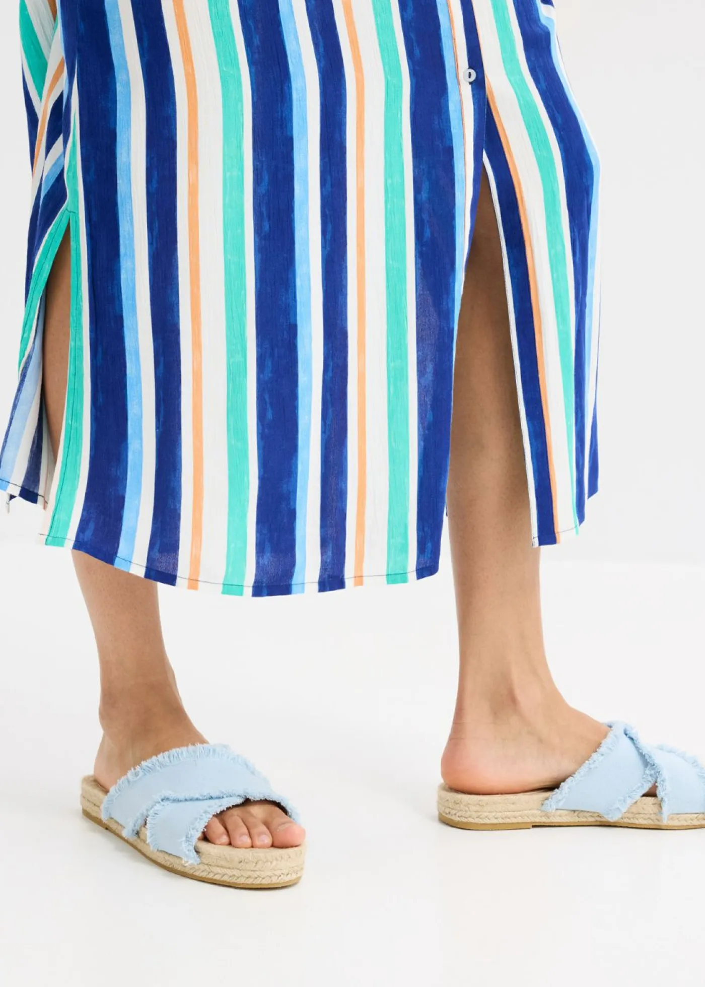 Mujer bonprix bonprix Vestido tipo caftán de viscosa estructurada de rayas