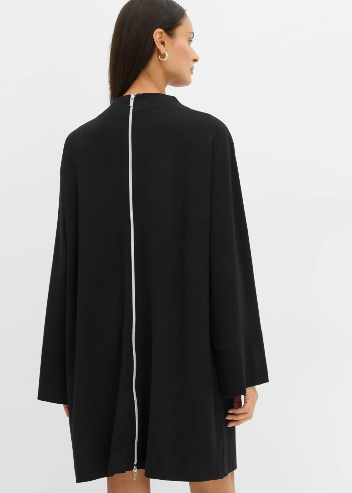 bonprix bonprix Esenciales|Vestidos>Vestido tipo chaqueta de tejido Punto di Roma Negro