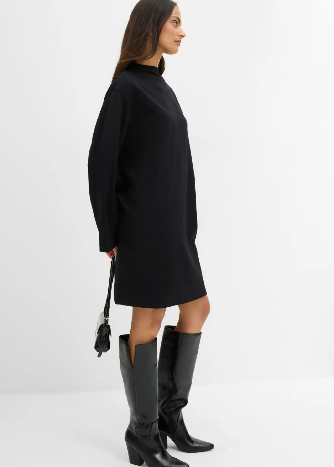 bonprix bonprix Esenciales|Vestidos>Vestido tipo chaqueta de tejido Punto di Roma Negro