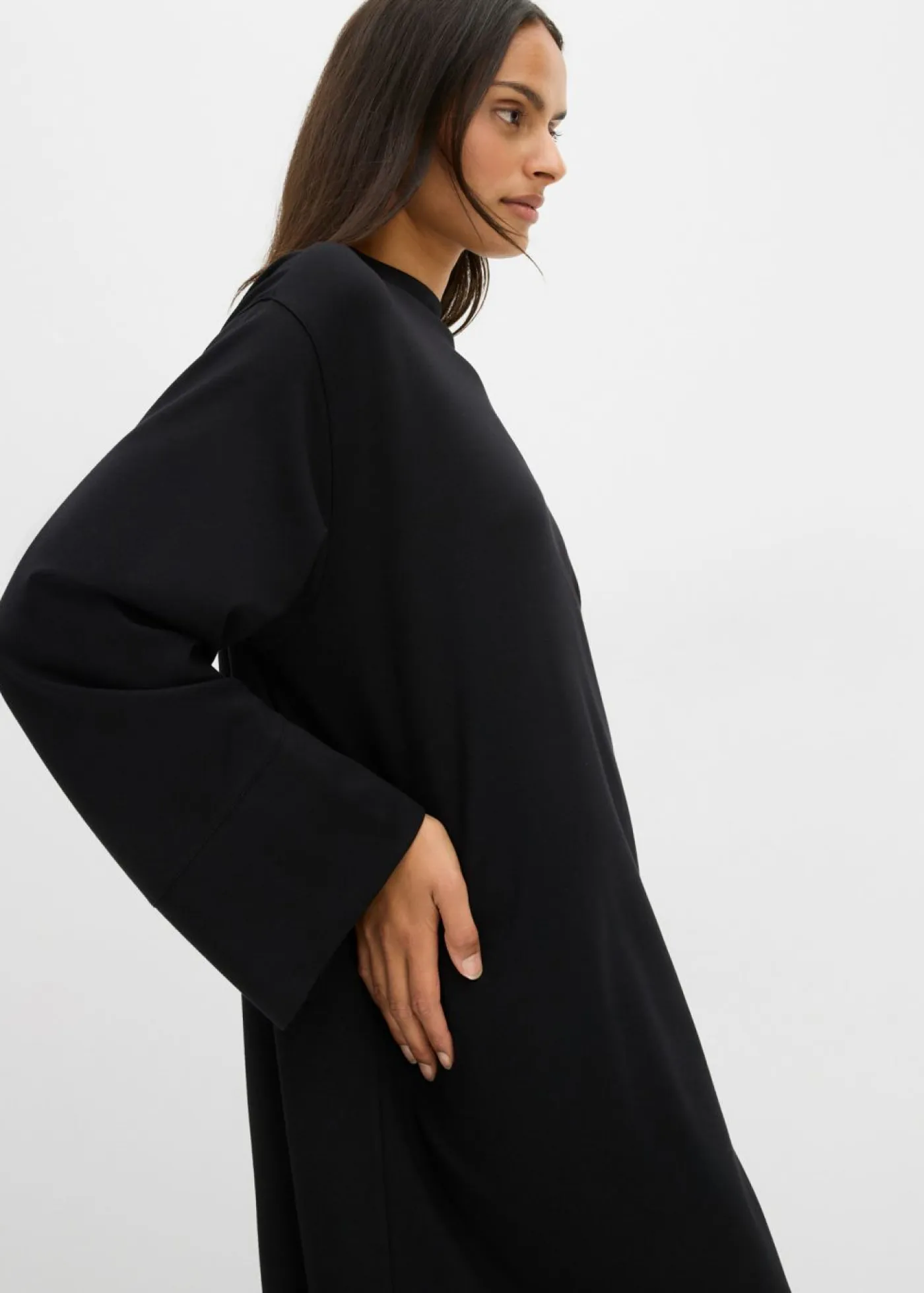 bonprix bonprix Esenciales|Vestidos>Vestido tipo chaqueta de tejido Punto di Roma Negro