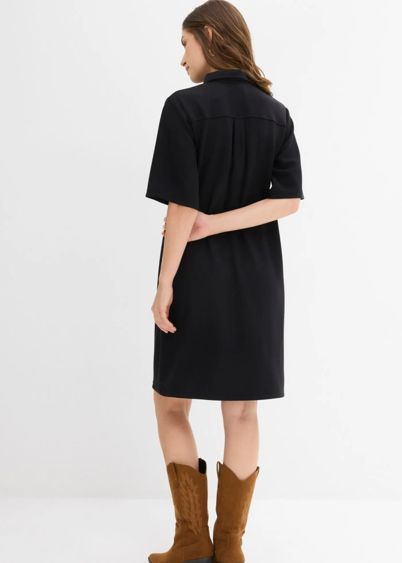 bonprix bonprix Esenciales|Vestidos>Vestido tipo polo de neopreno suave Negro