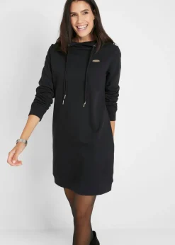 bonprix bonprix Ropa Cómoda|Vestidos>Vestido tipo sudadera con capucha Negro