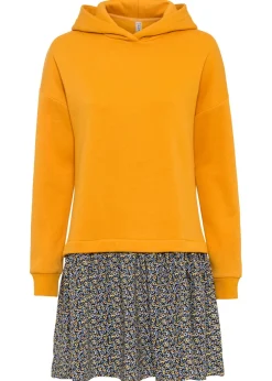 bonprix bonprix Ropa Cómoda|Vestidos>Vestido tipo sudadera con aspecto 2 en 1 Amarillo-azul