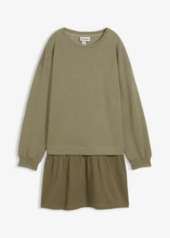 bonprix bonprix Ropa Cómoda|Vestidos>Vestido tipo sudadera con falda Verde oliva
