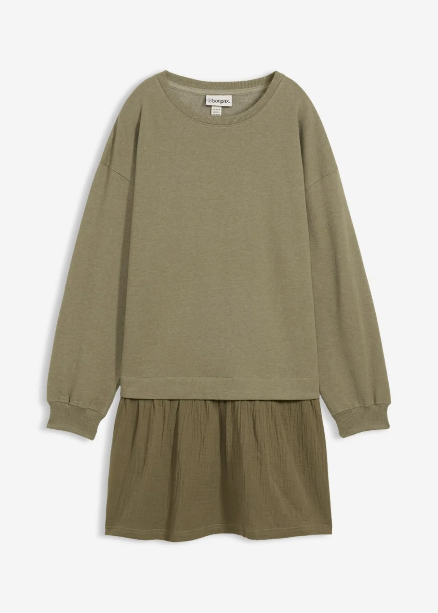 bonprix bonprix Ropa Cómoda|Vestidos>Vestido tipo sudadera con falda Verde oliva