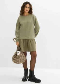 bonprix bonprix Ropa Cómoda|Vestidos>Vestido tipo sudadera con falda Verde oliva