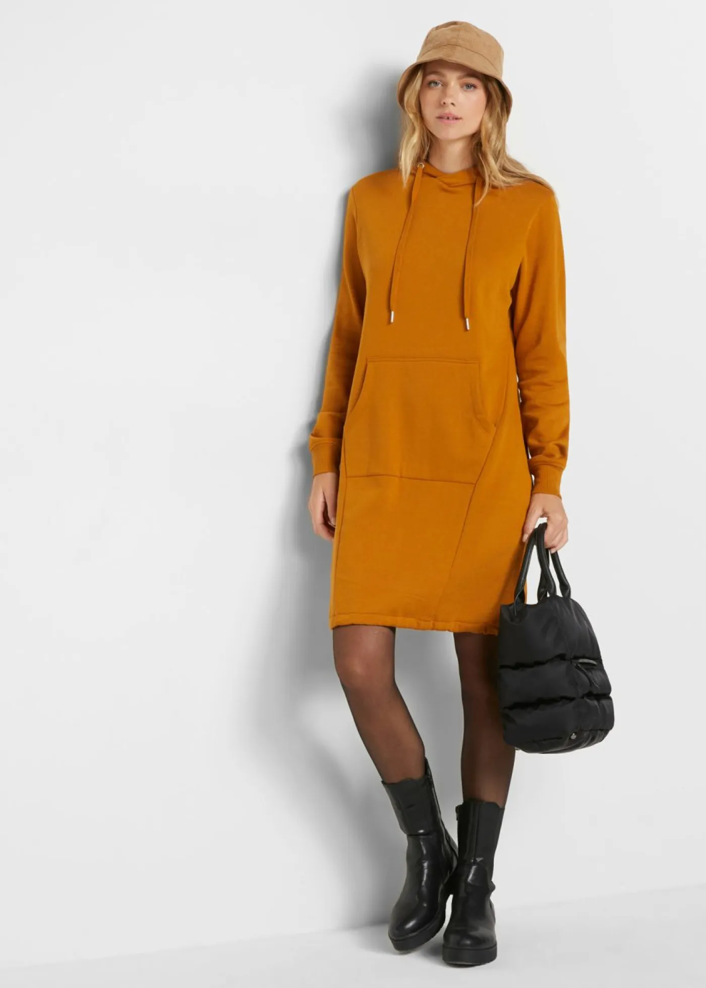 bonprix bonprix Ropa Cómoda|Vestidos>Vestido tipo sudadera de mezcla de algodón marrón canela