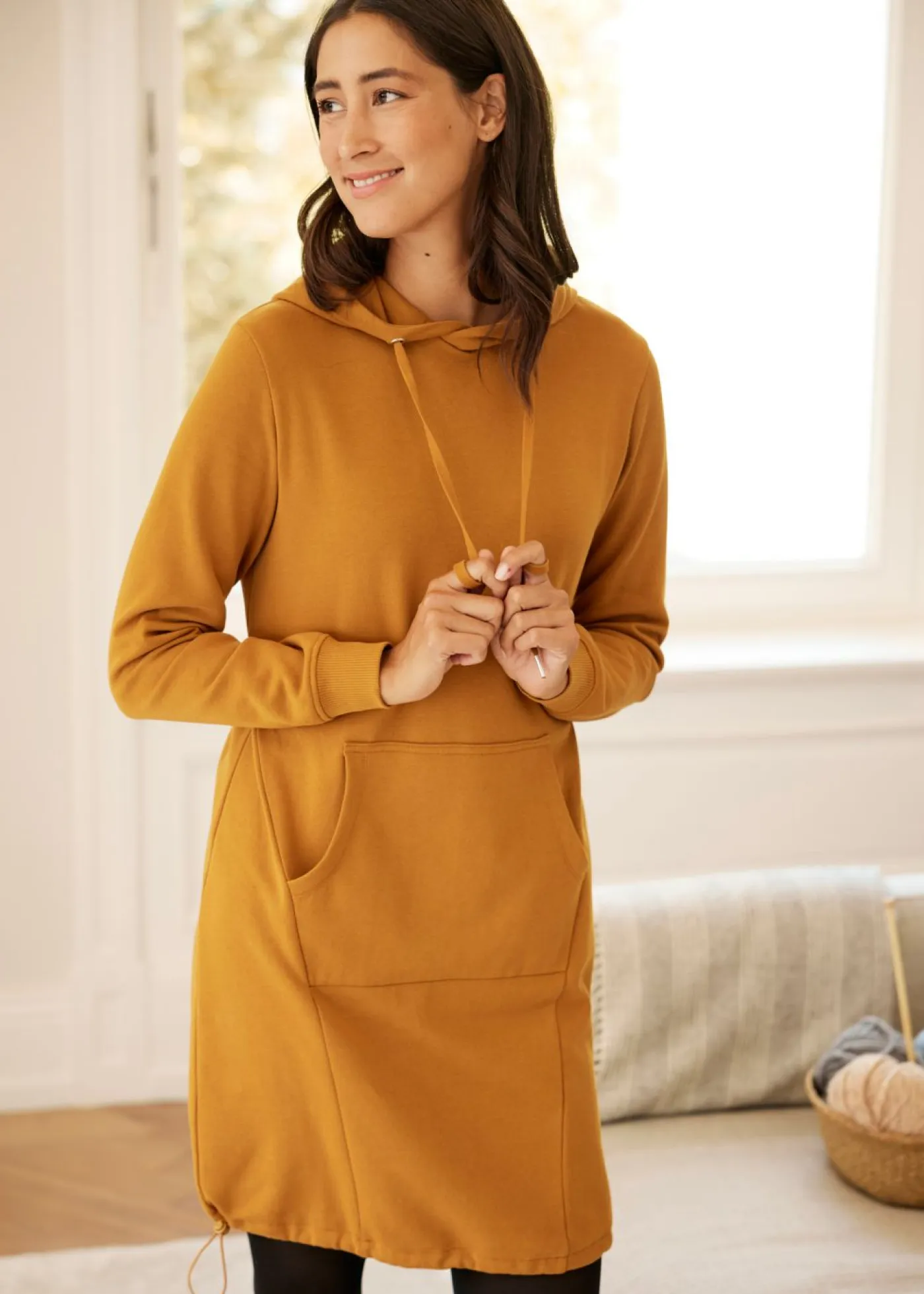 bonprix bonprix Ropa Cómoda|Vestidos>Vestido tipo sudadera de mezcla de algodón marrón canela