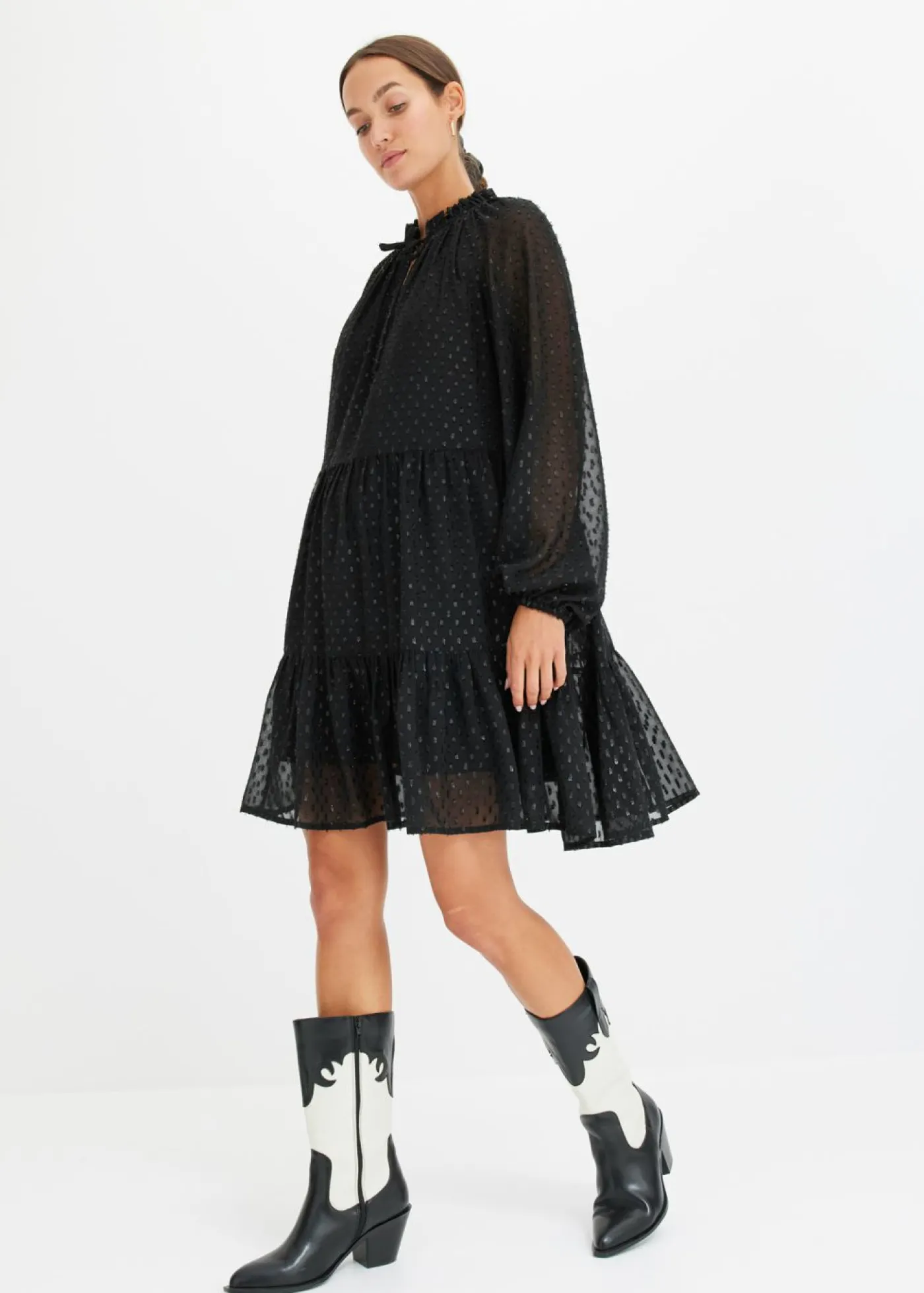 bonprix bonprix Vestidos>Vestido tipo túnica con efecto brillante Negro