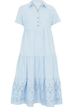 bonprix bonprix Vestidos>Vestido tipo túnica de algodón puro con bordado calado Azul perla