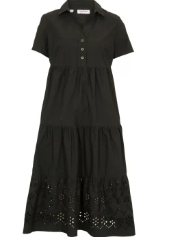 bonprix bonprix Vestidos>Vestido tipo túnica de algodón puro con bordado calado Negro