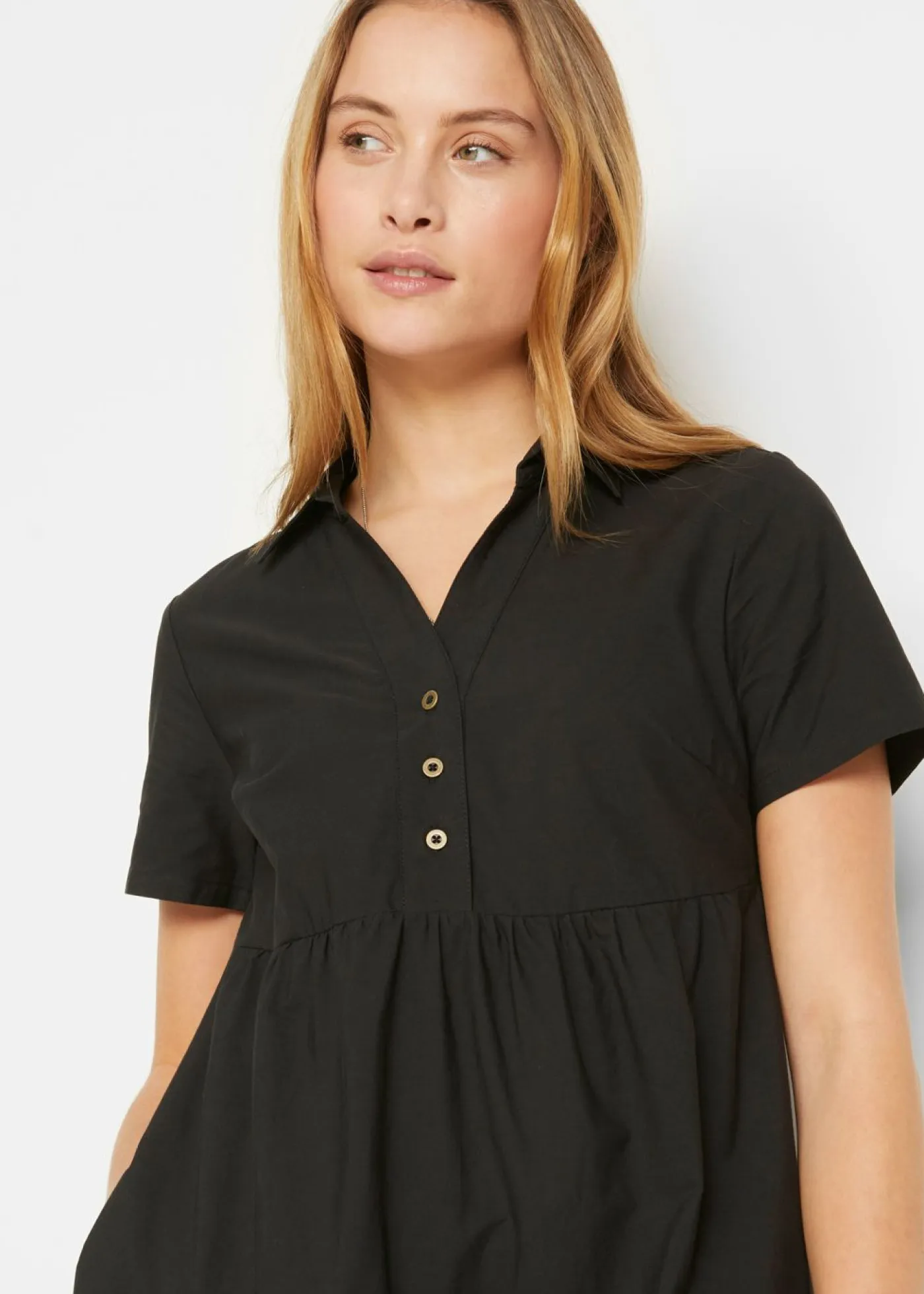 bonprix bonprix Vestidos>Vestido tipo túnica de algodón puro con bordado calado Negro