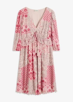 bonprix bonprix Vestidos>Vestido tipo túnica de malla estampada rosa caliente