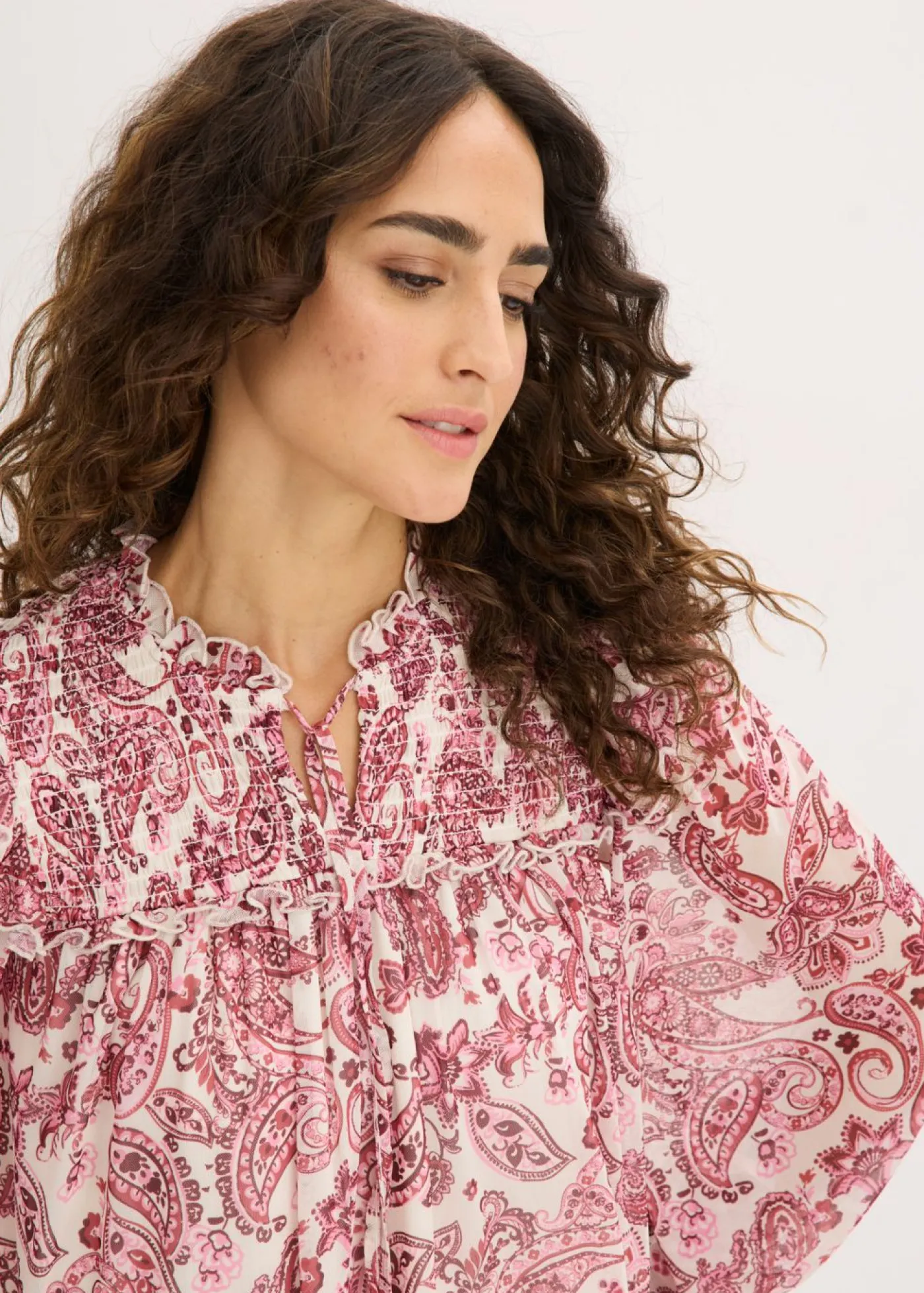 bonprix bonprix Vestidos>Vestido tipo túnica de malla suave Blanco lana