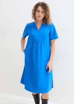 Mujer bonprix bonprix Vestido tipo túnica de mezcla de lino y algodón con bolsillos