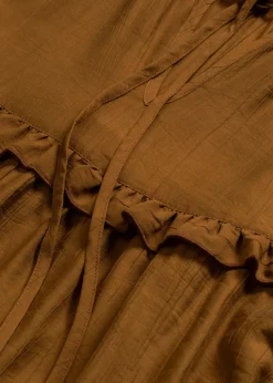 bonprix bonprix Vestidos>Vestido tipo túnica de mezcla de viscosa fina Marrón coñac