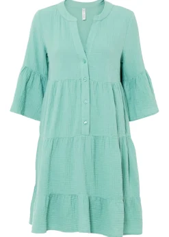 bonprix bonprix Vestidos>Vestido tipo túnica de muselina verde salvia