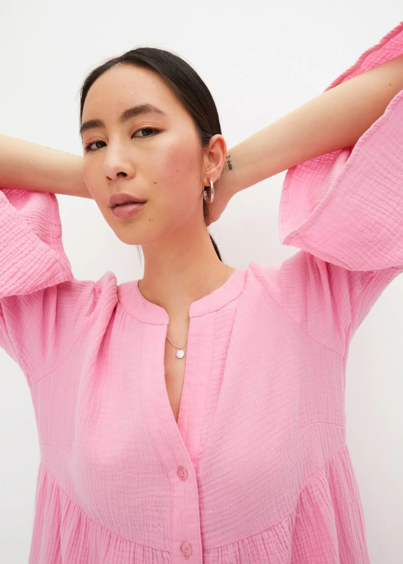 bonprix bonprix Vestidos>Vestido tipo túnica de muselina Rosa