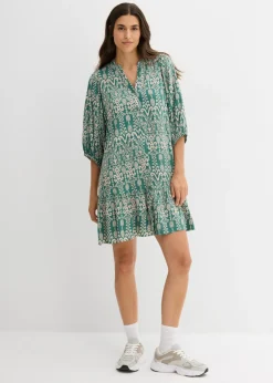 bonprix bonprix Vestidos>Vestido tipo túnica de viscosa suave verde-beige tiza