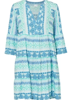 bonprix bonprix Vestidos>Vestido tipo túnica de viscosa fluida azul mediterráneo/naranja oscuro