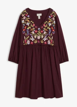 bonprix bonprix Vestidos>Vestido tipo túnica de viscosa fluida rojo burdeos