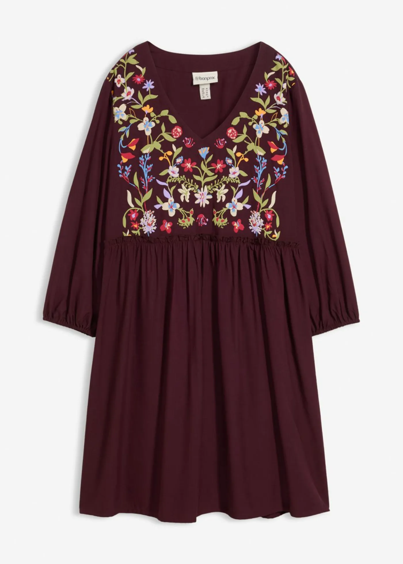 bonprix bonprix Vestidos>Vestido tipo túnica de viscosa fluida rojo burdeos