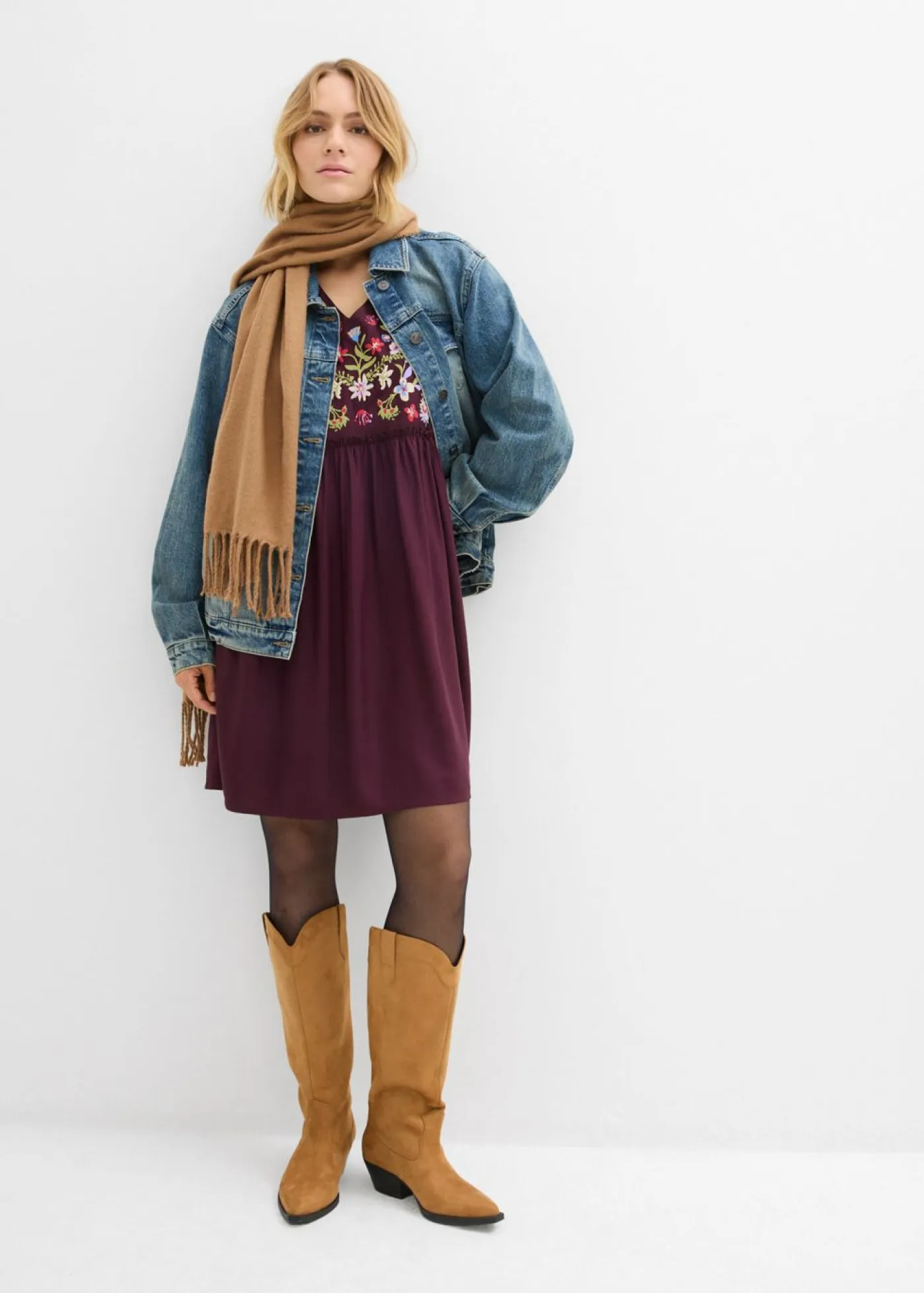 bonprix bonprix Vestidos>Vestido tipo túnica de viscosa fluida rojo burdeos