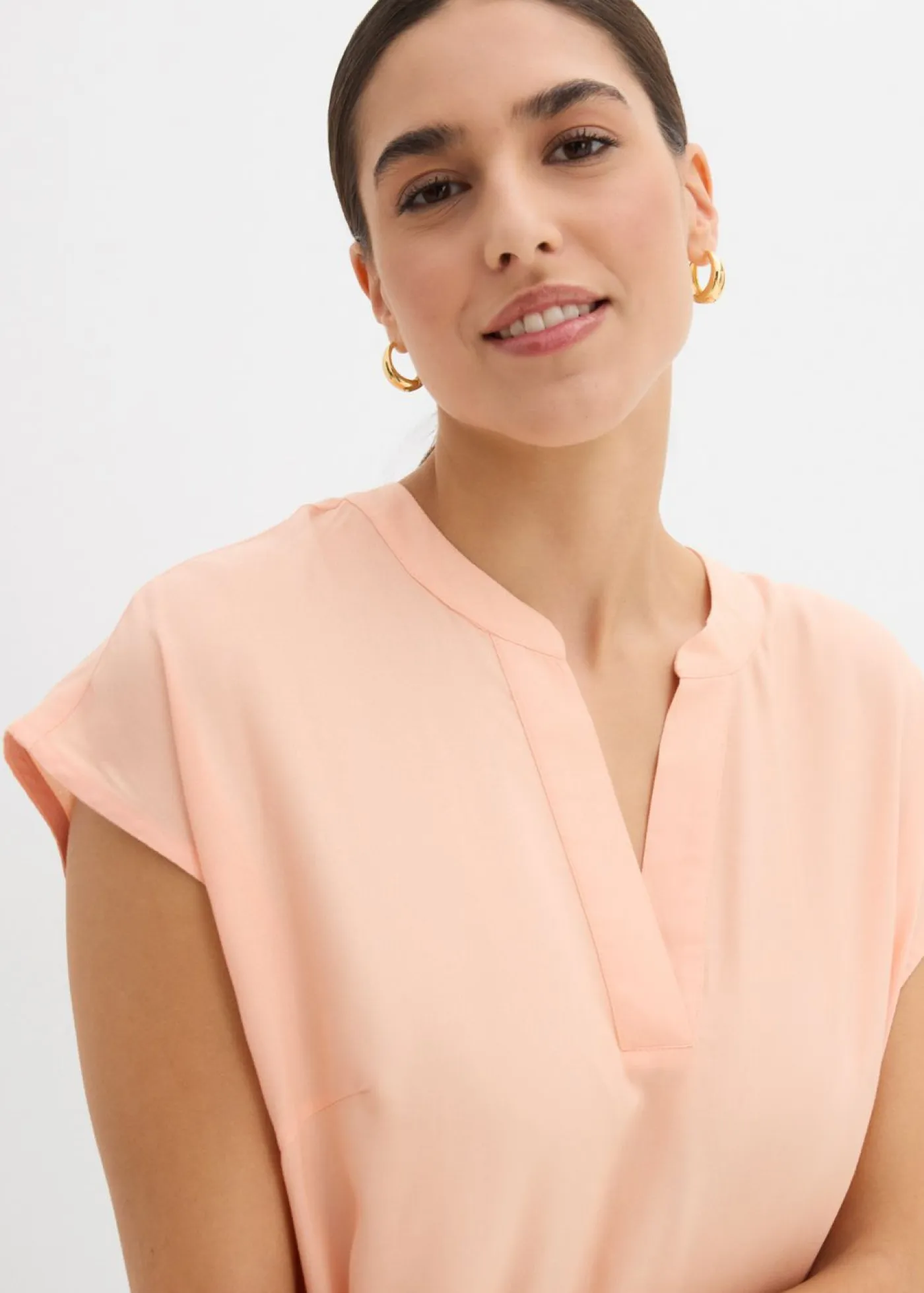 bonprix bonprix Vestidos>Vestido tipo túnica de viscosa fina Melocotón