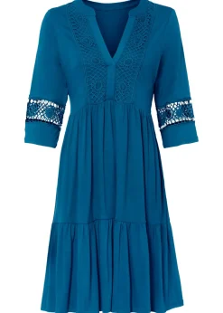 bonprix bonprix Vestidos|Novedades>Vestido tipo túnica de viscosa suave azul atlántico