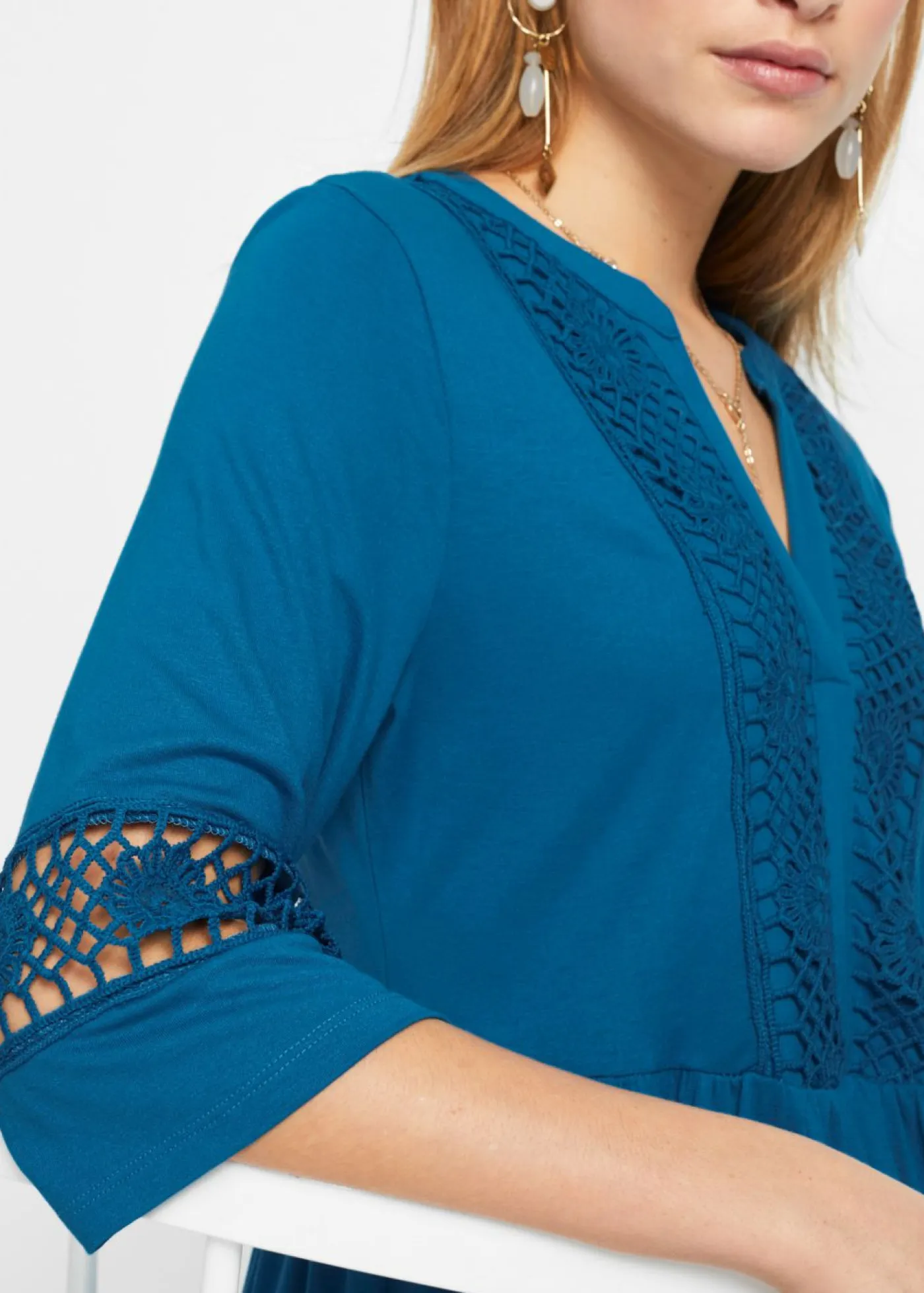 bonprix bonprix Vestidos|Novedades>Vestido tipo túnica de viscosa suave azul atlántico