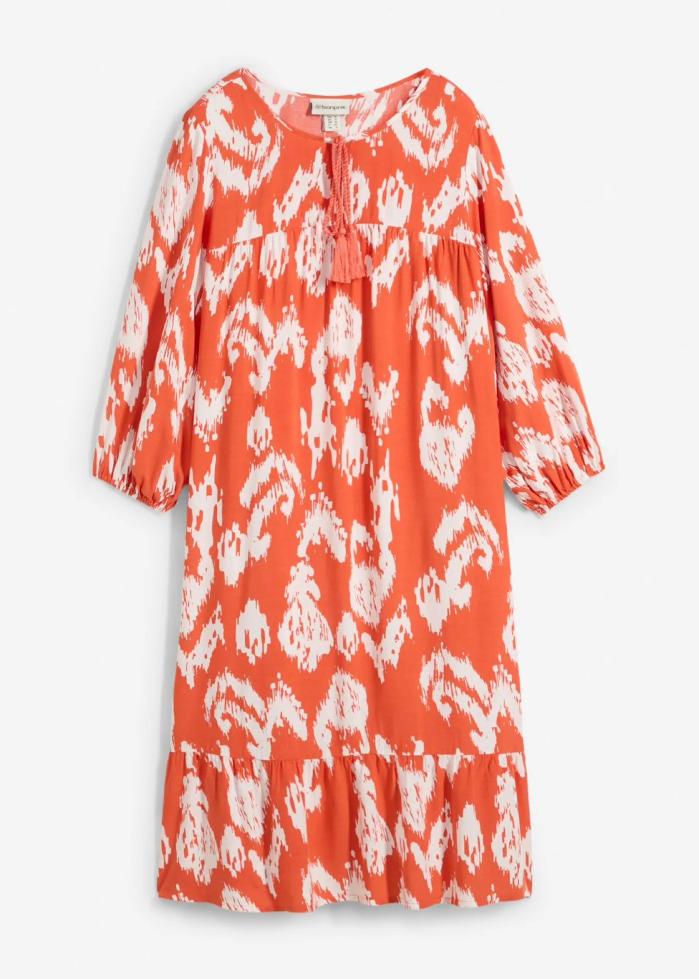 bonprix bonprix Conjuntos De Ropa|Vestidos>Vestido tipo túnica de viscosa pura Cayena/blanco lana estampado