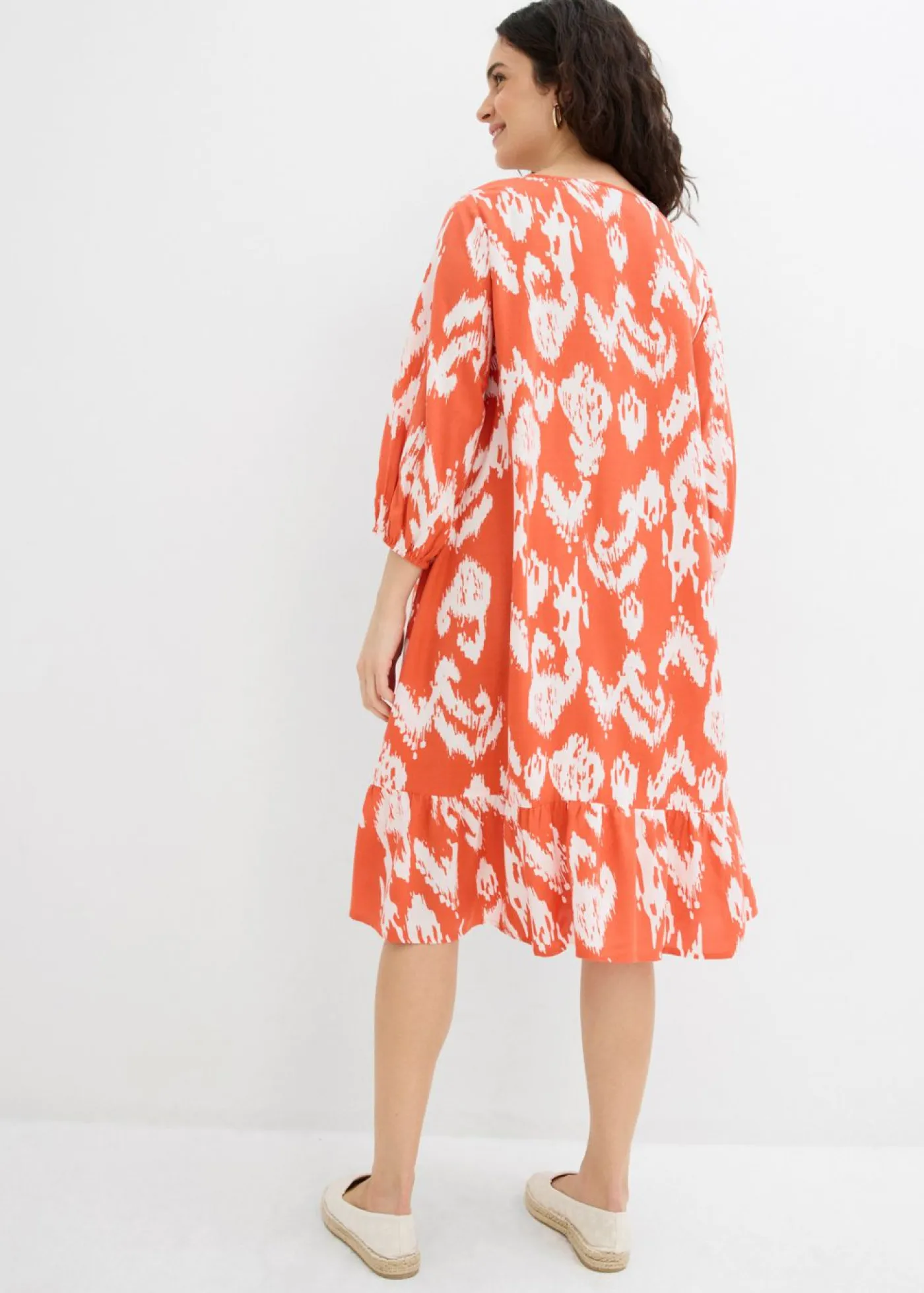 bonprix bonprix Conjuntos De Ropa|Vestidos>Vestido tipo túnica de viscosa pura Cayena/blanco lana estampado