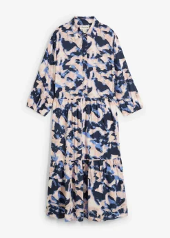 bonprix bonprix Vestidos>Vestido tipo túnica de viscosa fluida Azul nube/rosa melocotón/azul marino/rosa crema/lila empolvado estampado