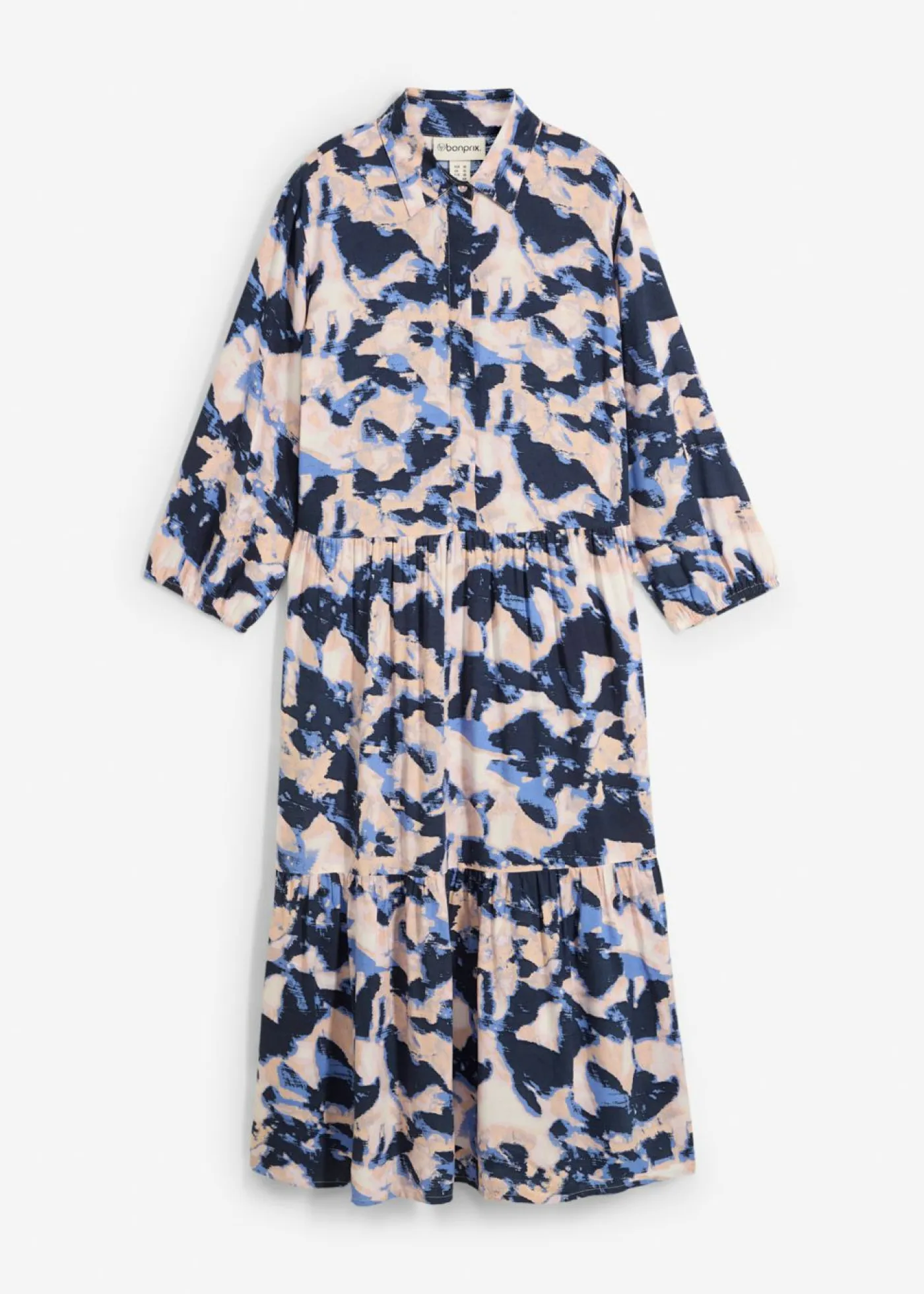 bonprix bonprix Vestidos>Vestido tipo túnica de viscosa fluida Azul nube/rosa melocotón/azul marino/rosa crema/lila empolvado estampado