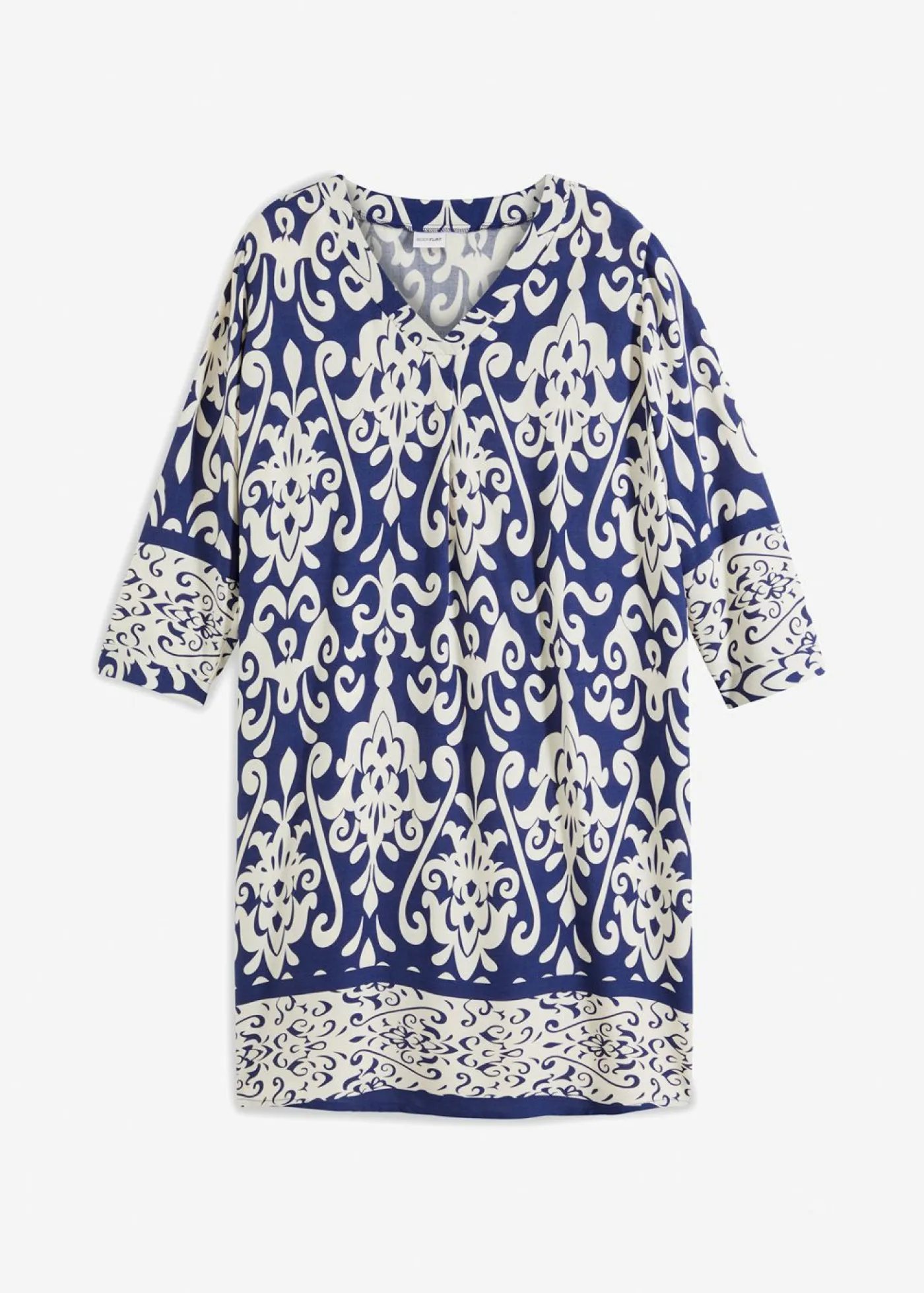 bonprix bonprix Vestidos|Novedades>Vestido tipo túnica de viscosa fluida azul marino/crema