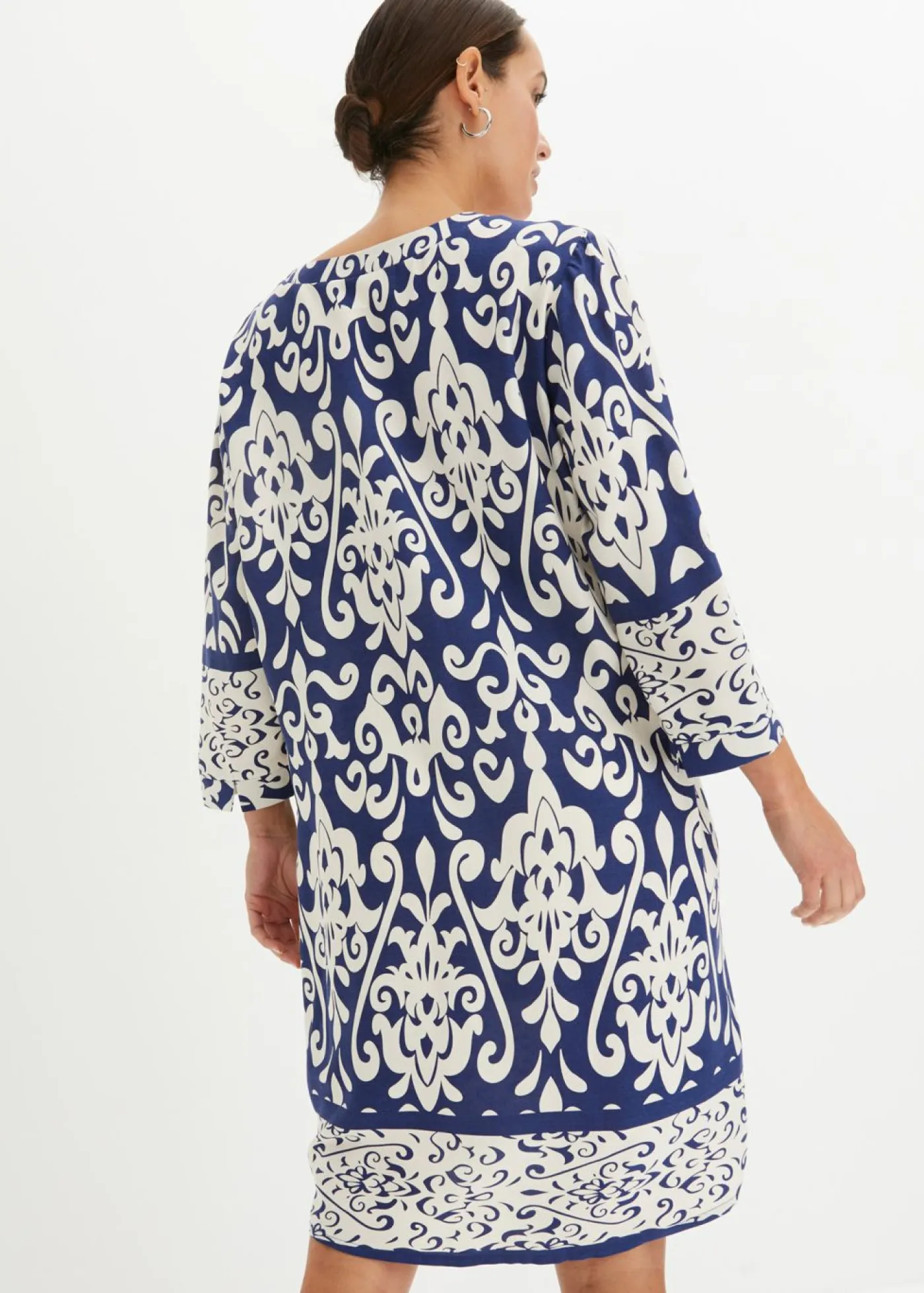 bonprix bonprix Vestidos|Novedades>Vestido tipo túnica de viscosa fluida azul marino/crema