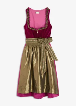 Mujer bonprix bonprix Vestido tirolés con terciopelo y largo midi (2 piezas)