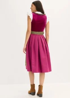 Mujer bonprix bonprix Vestido tirolés con terciopelo y largo midi (2 piezas)