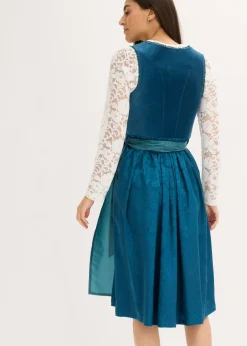 Mujer bonprix bonprix Vestido tirolés con terciopelo y largo midi (2 piezas)