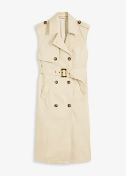bonprix bonprix Vestidos>Vestido trench con cinturón (2 piezas) Arena claro