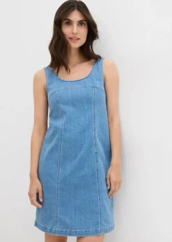 bonprix bonprix Vestidos>Vestido vaquero de algodón orgánico con elástico Denim hielo