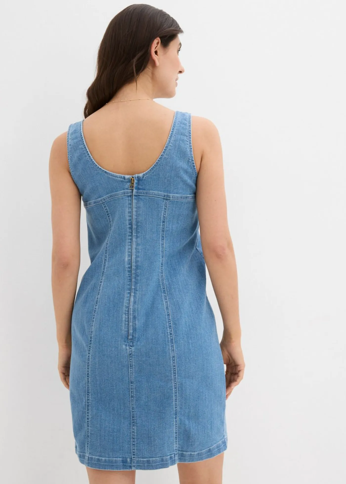 bonprix bonprix Vestidos>Vestido vaquero de algodón orgánico con elástico Denim hielo