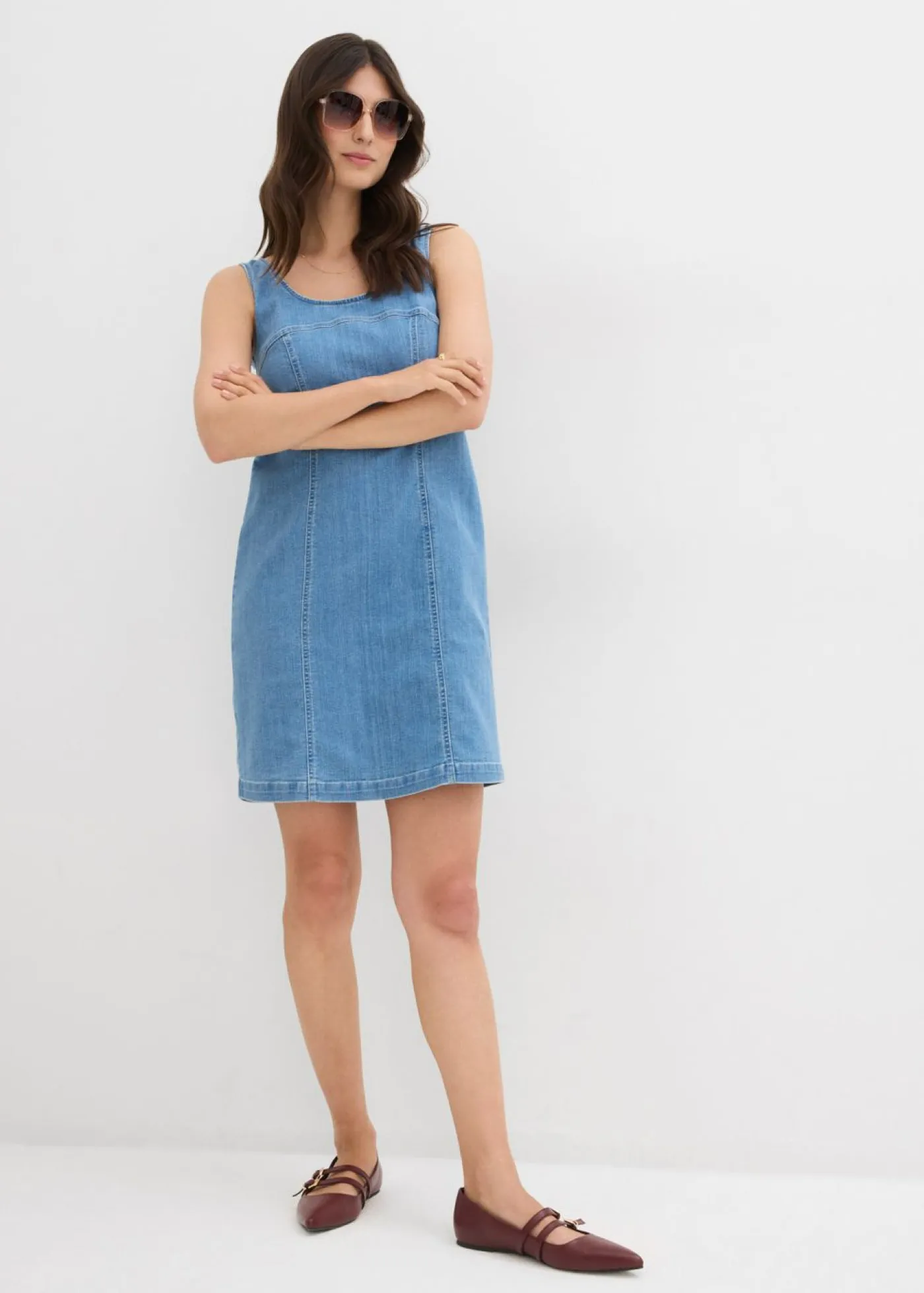 bonprix bonprix Vestidos>Vestido vaquero de algodón orgánico con elástico Denim hielo
