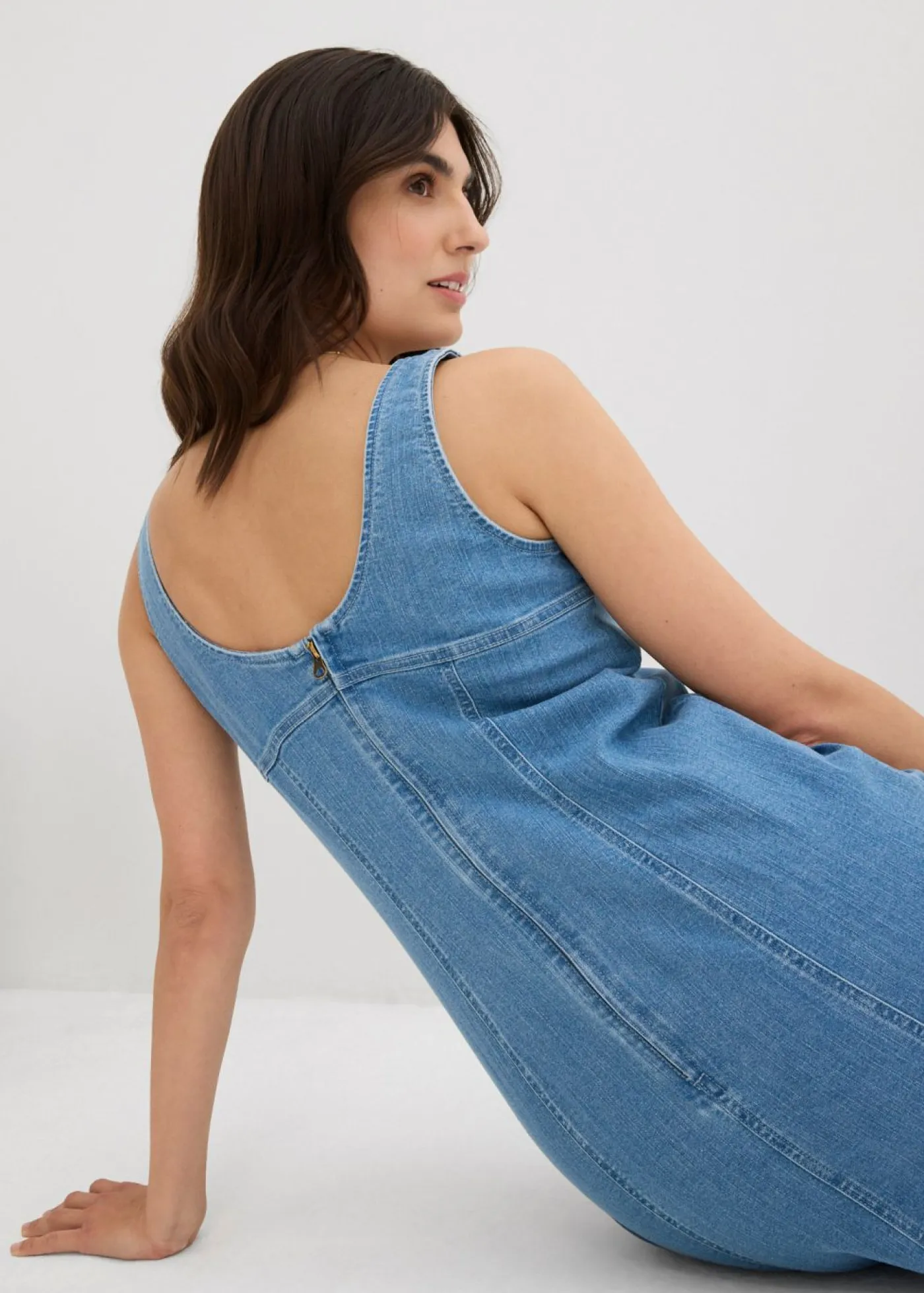 bonprix bonprix Vestidos>Vestido vaquero de algodón orgánico con elástico Denim hielo