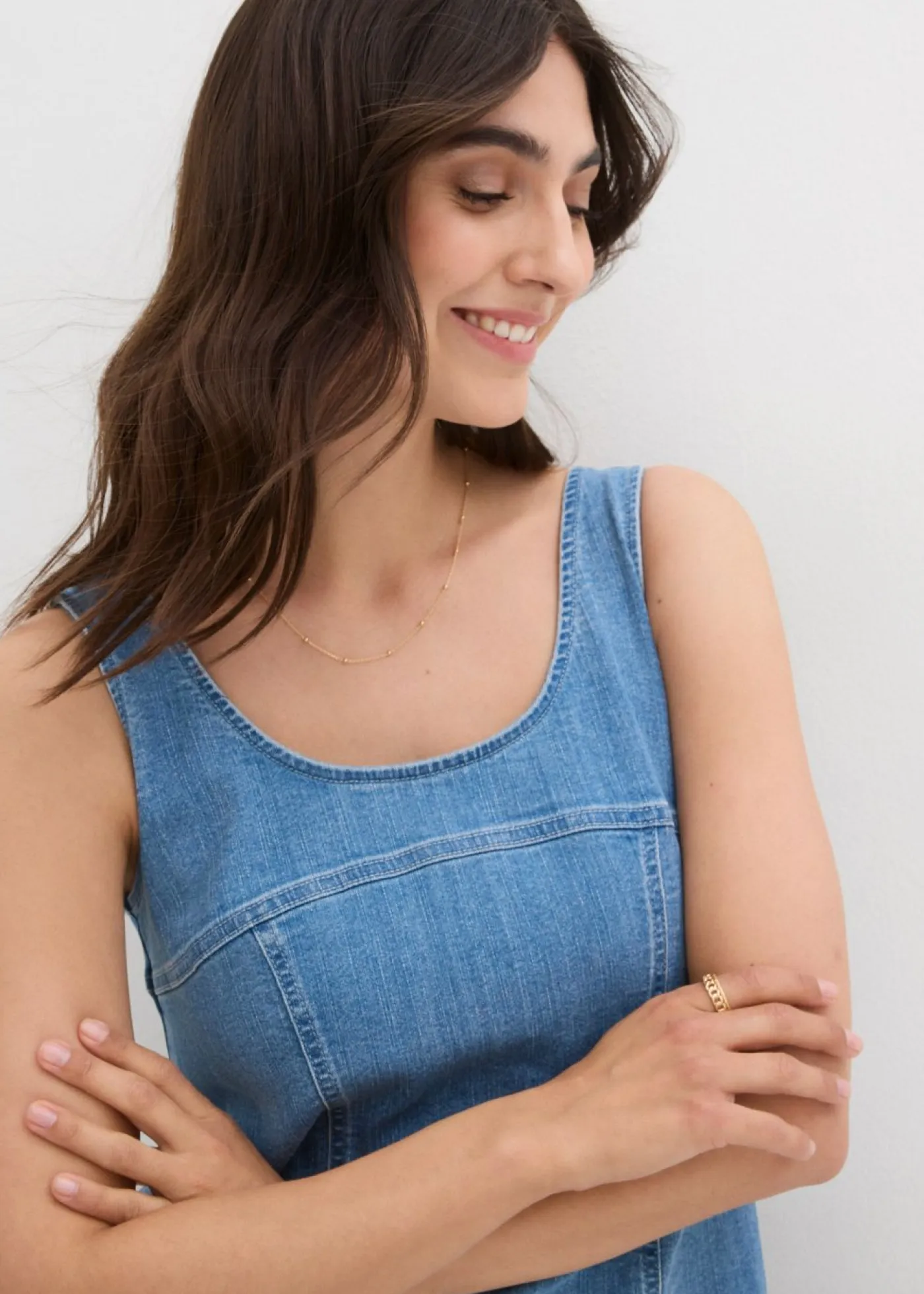 bonprix bonprix Vestidos>Vestido vaquero de algodón orgánico con elástico Denim hielo