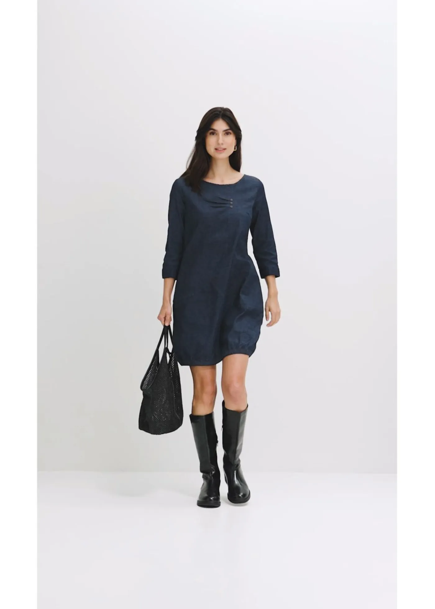 bonprix bonprix Vestidos>Vestido vaquero elástico Azul piedra oscuro