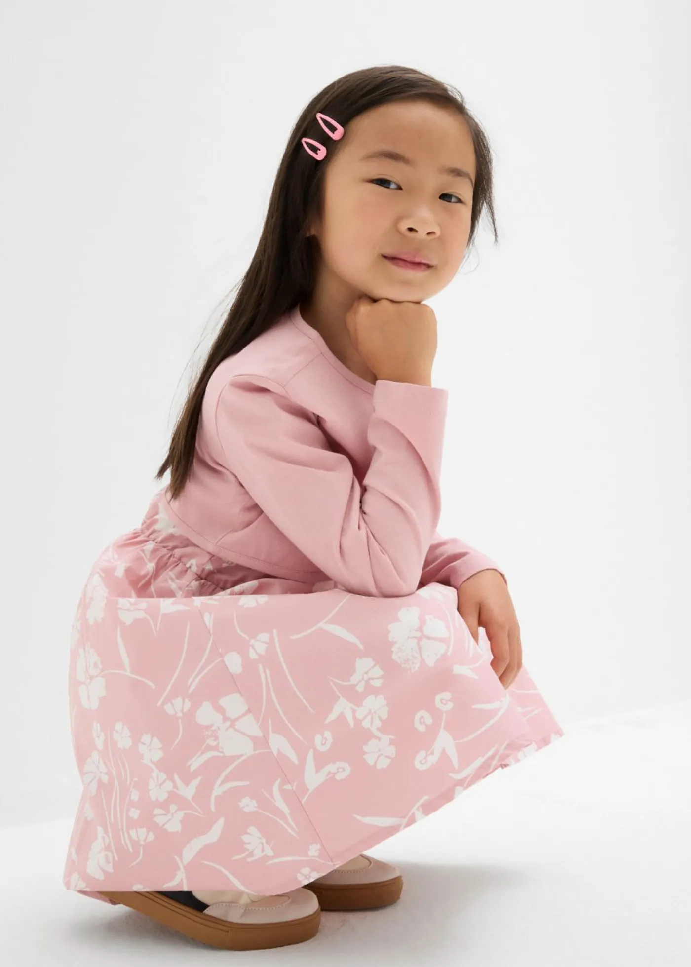 bonprix bonprix Ropa 2 A 9 Años·Vestidos Y Faldas|Ropa 2 A 9 Años·Sudaderas Y Jerséis>Vestido y bolero de algodón puro (conjunto de 2 piezas) rosa ceniza-crudo con flores