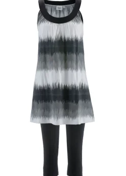 bonprix bonprix Vestidos|Pantalones>Vestido y leggings capri (2 piezas) Negro + blanco-negro